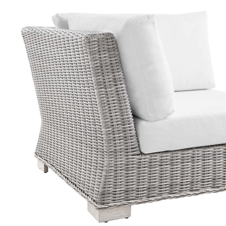 Conway Outdoor Patio Wicker Rattan Corner Chair - Light Gray White