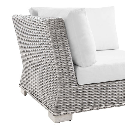 Conway Outdoor Patio Wicker Rattan Corner Chair - Light Gray White