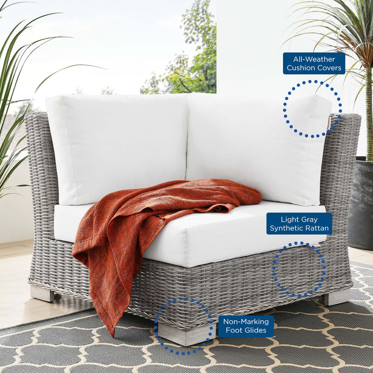 Conway Outdoor Patio Wicker Rattan Corner Chair - Light Gray White