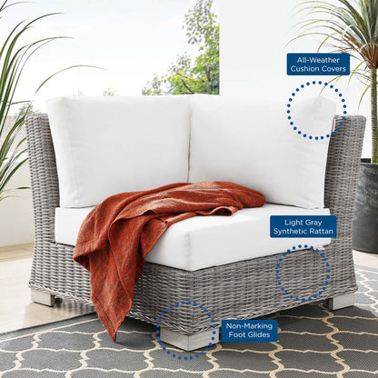 Conway Outdoor Patio Wicker Rattan Corner Chair - Light Gray White