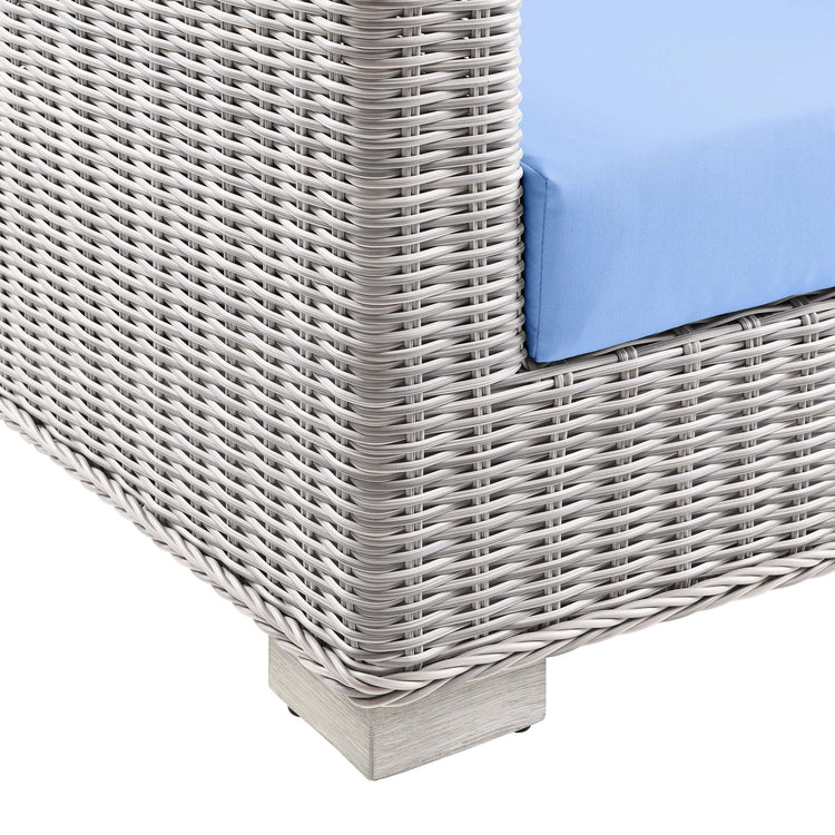 Conway Outdoor Patio Wicker Rattan Armchair - Light Gray Light Blue