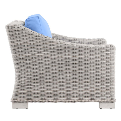Conway Outdoor Patio Wicker Rattan Armchair - Light Gray Light Blue