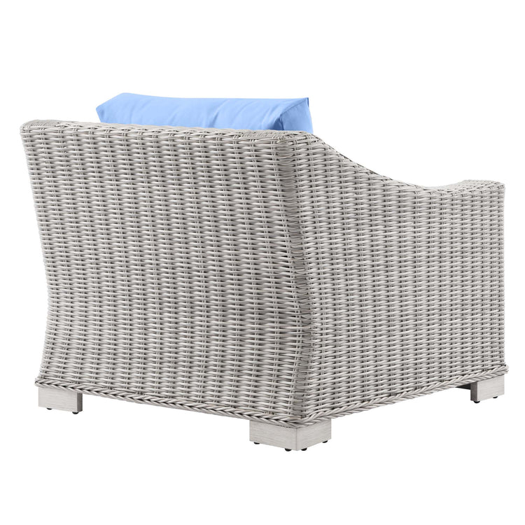 Conway Outdoor Patio Wicker Rattan Armchair - Light Gray Light Blue