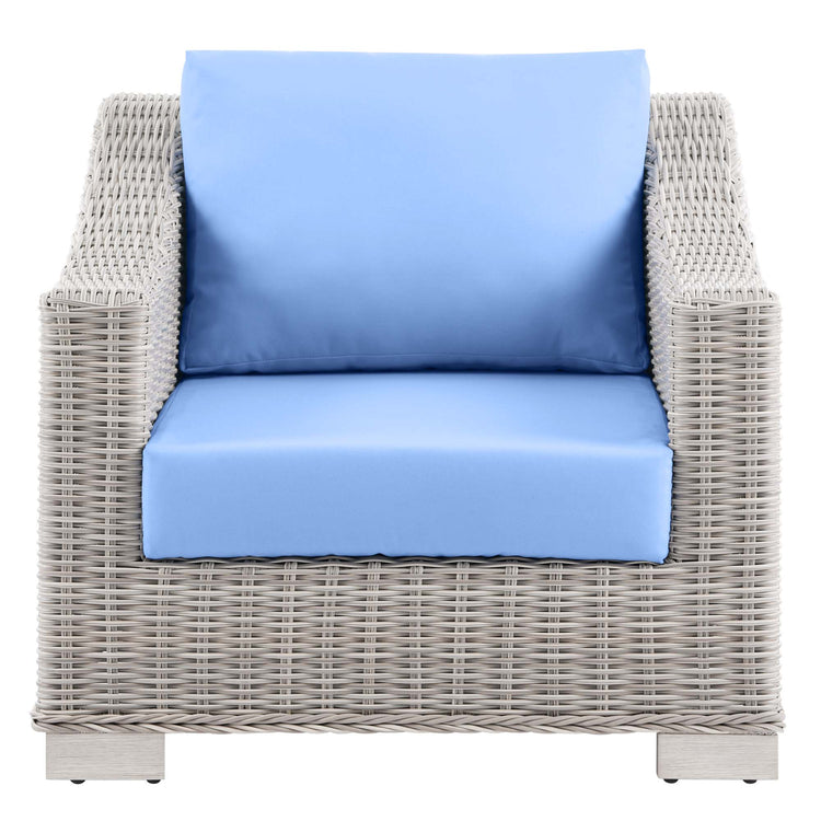 Conway Outdoor Patio Wicker Rattan Armchair - Light Gray Light Blue