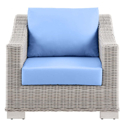 Conway Outdoor Patio Wicker Rattan Armchair - Light Gray Light Blue