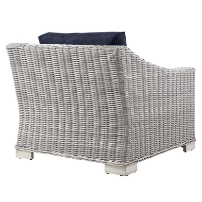 Conway Outdoor Patio Wicker Rattan Armchair - Light Gray Navy