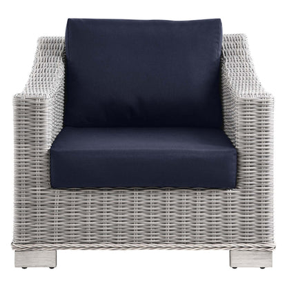Conway Outdoor Patio Wicker Rattan Armchair - Light Gray Navy
