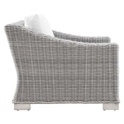 Conway Outdoor Patio Wicker Rattan Armchair - Light Gray White