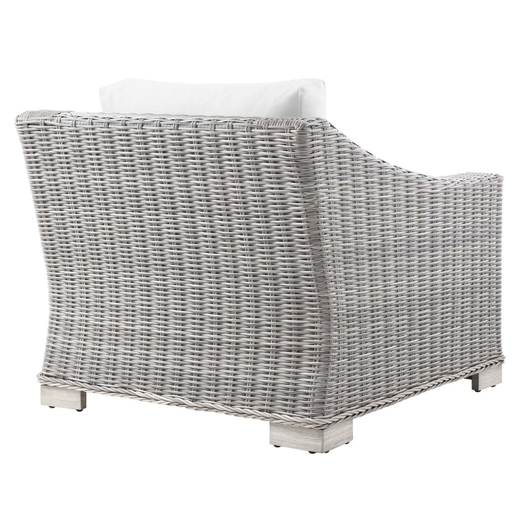 Conway Outdoor Patio Wicker Rattan Armchair - Light Gray White
