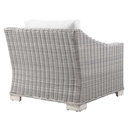 Conway Outdoor Patio Wicker Rattan Armchair - Light Gray White