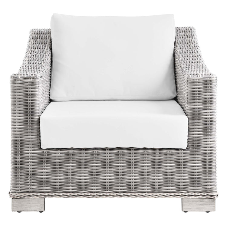 Conway Outdoor Patio Wicker Rattan Armchair - Light Gray White