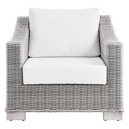 Conway Outdoor Patio Wicker Rattan Armchair - Light Gray White