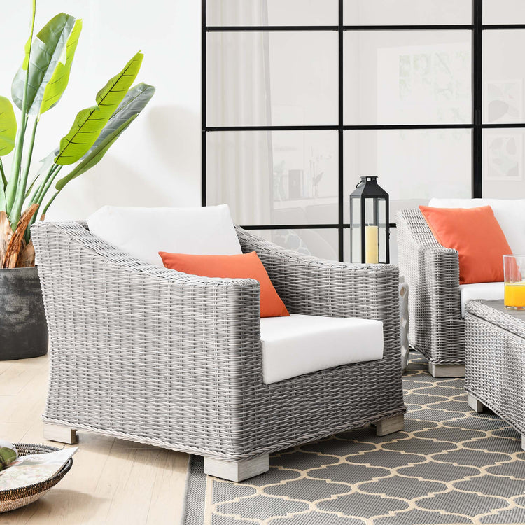 Conway Outdoor Patio Wicker Rattan Armchair - Light Gray White