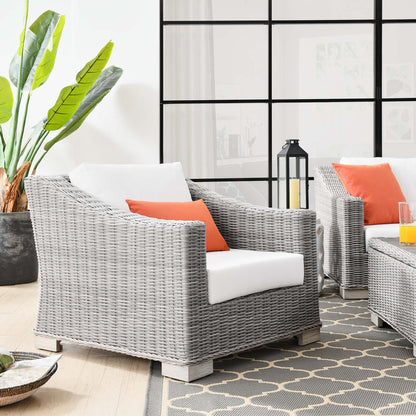 Conway Outdoor Patio Wicker Rattan Armchair - Light Gray White