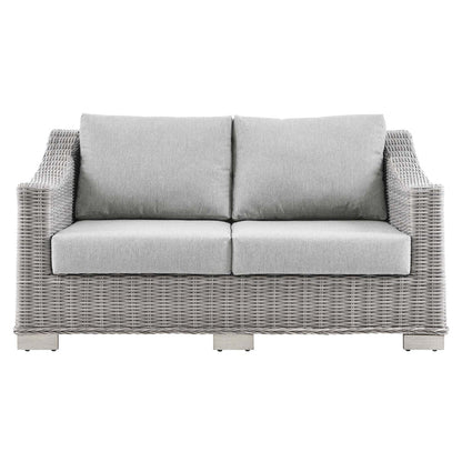 Conway Outdoor Patio Wicker Rattan Loveseat - Light Gray Gray
