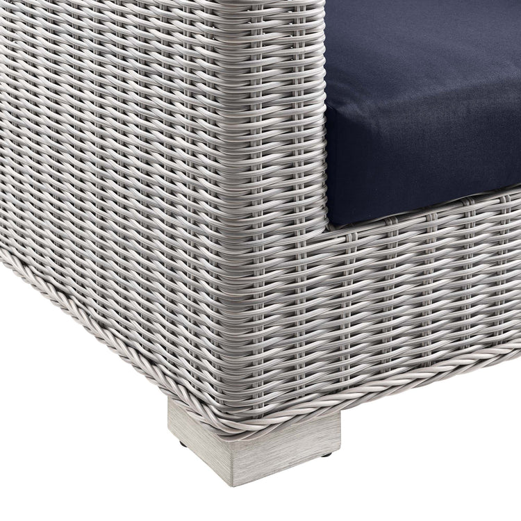 Conway Outdoor Patio Wicker Rattan Loveseat - Light Gray Navy