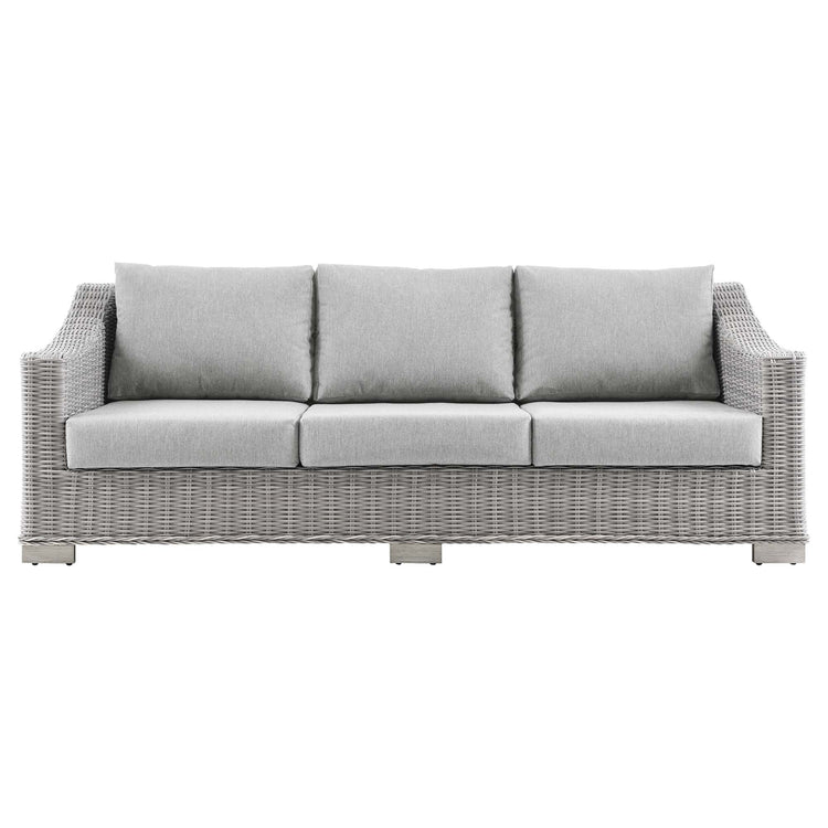 Conway Outdoor Patio Wicker Rattan Sofa - Light Gray Gray