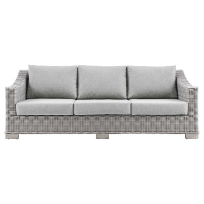 Conway Outdoor Patio Wicker Rattan Sofa - Light Gray Gray