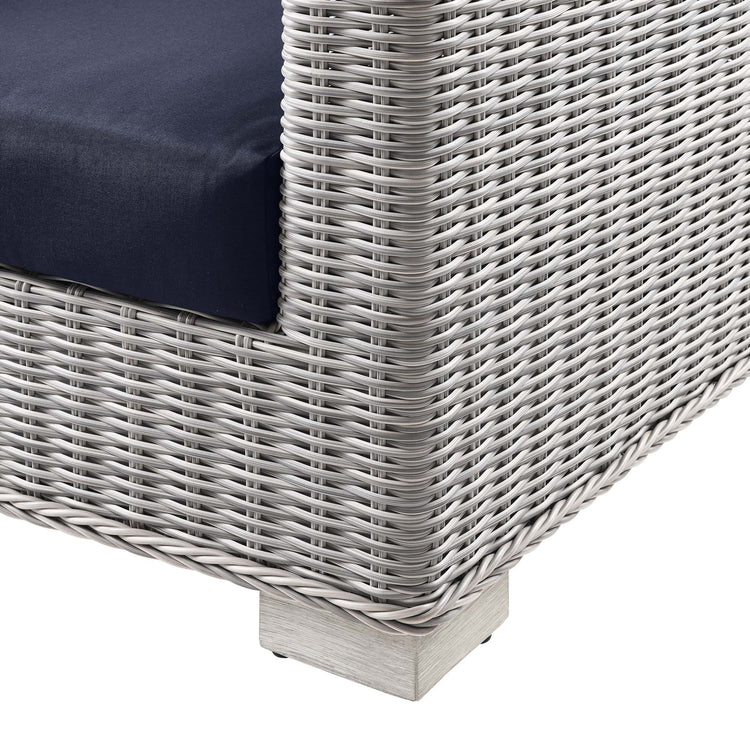 Conway Outdoor Patio Wicker Rattan Sofa - Light Gray Navy