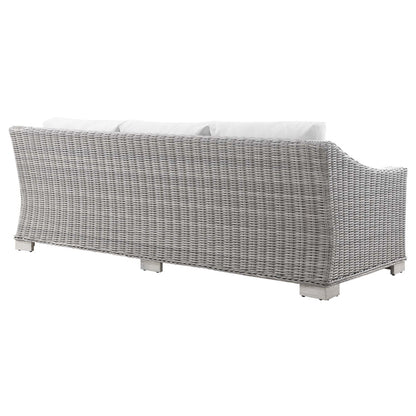 Conway Outdoor Patio Wicker Rattan Sofa - Light Gray White