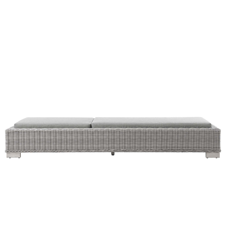 Conway Outdoor Patio Wicker Rattan Chaise Lounge - Light Gray Gray