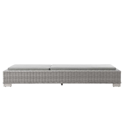 Conway Outdoor Patio Wicker Rattan Chaise Lounge - Light Gray Gray