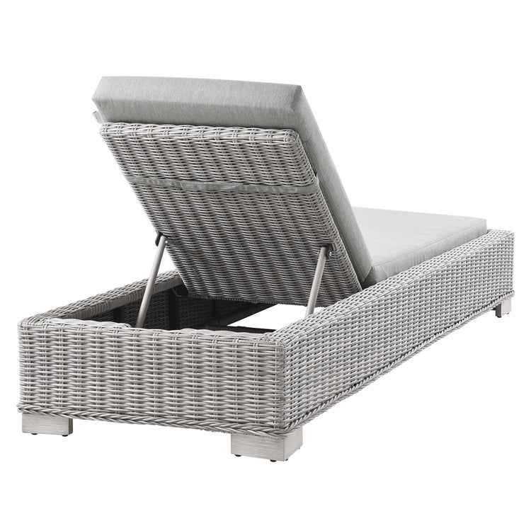 Conway Outdoor Patio Wicker Rattan Chaise Lounge - Light Gray Gray
