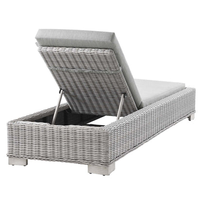 Conway Outdoor Patio Wicker Rattan Chaise Lounge - Light Gray Gray