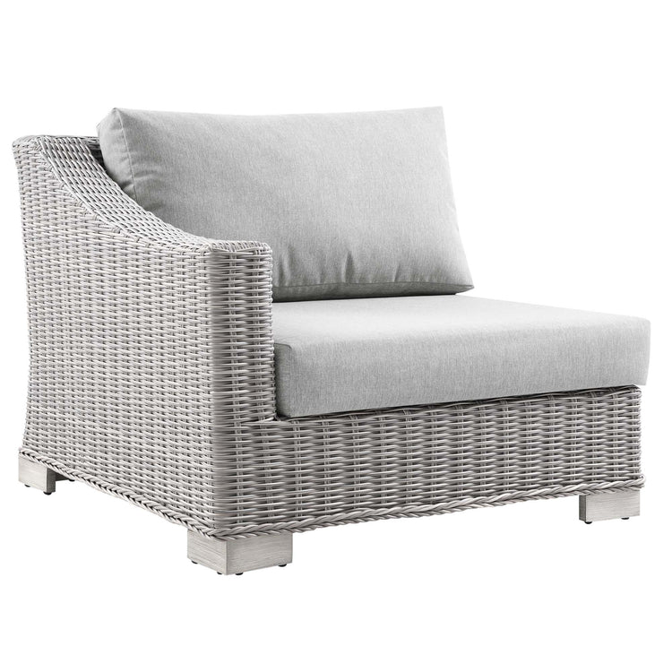 Conway Outdoor Patio Wicker Rattan Left-Arm Chair - Light Gray Gray
