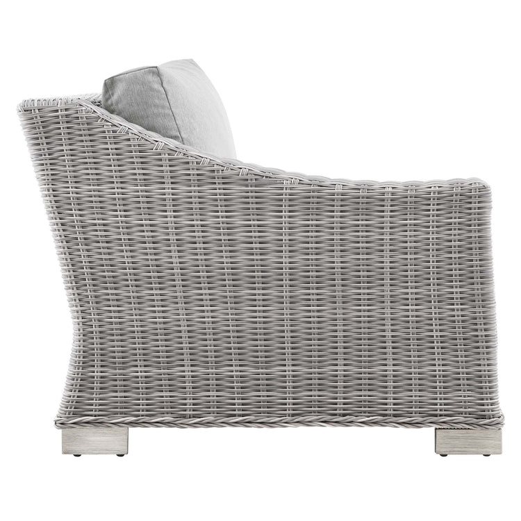 Conway Outdoor Patio Wicker Rattan Left-Arm Chair - Light Gray Gray
