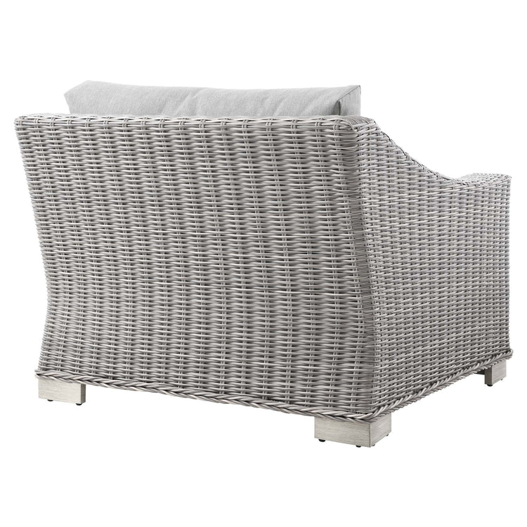 Conway Outdoor Patio Wicker Rattan Left-Arm Chair - Light Gray Gray