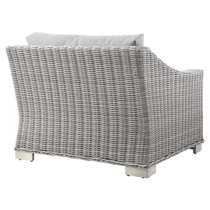 Conway Outdoor Patio Wicker Rattan Left-Arm Chair - Light Gray Gray