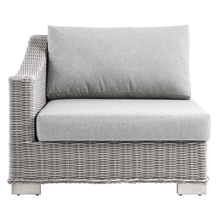 Conway Outdoor Patio Wicker Rattan Left-Arm Chair - Light Gray Gray