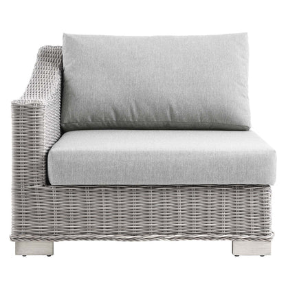 Conway Outdoor Patio Wicker Rattan Left-Arm Chair - Light Gray Gray