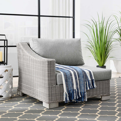 Conway Outdoor Patio Wicker Rattan Left-Arm Chair - Light Gray Gray