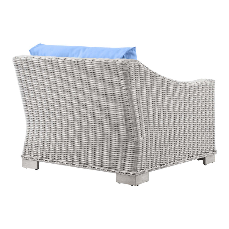 Conway Outdoor Patio Wicker Rattan Left-Arm Chair - Light Gray Light Blue