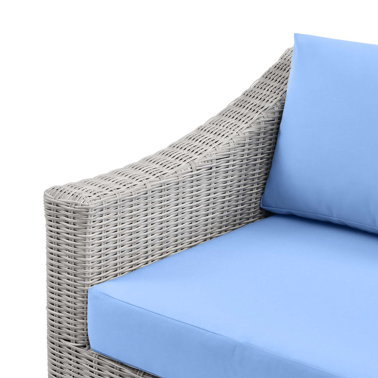 Conway Outdoor Patio Wicker Rattan Left-Arm Chair - Light Gray Light Blue