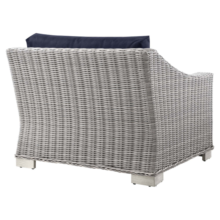 Conway Outdoor Patio Wicker Rattan Left-Arm Chair - Light Gray Navy