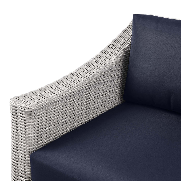 Conway Outdoor Patio Wicker Rattan Left-Arm Chair - Light Gray Navy