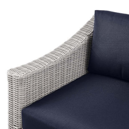 Conway Outdoor Patio Wicker Rattan Left-Arm Chair - Light Gray Navy