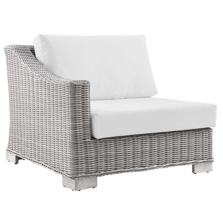 Conway Outdoor Patio Wicker Rattan Left-Arm Chair - Light Gray White