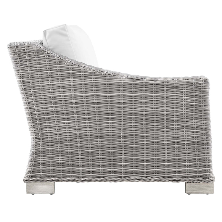 Conway Outdoor Patio Wicker Rattan Left-Arm Chair - Light Gray White