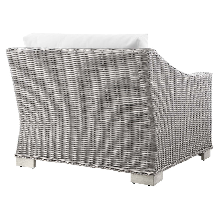 Conway Outdoor Patio Wicker Rattan Left-Arm Chair - Light Gray White