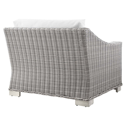 Conway Outdoor Patio Wicker Rattan Left-Arm Chair - Light Gray White