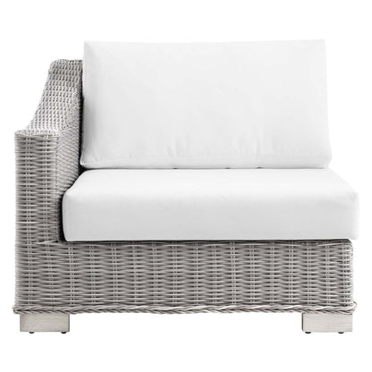 Conway Outdoor Patio Wicker Rattan Left-Arm Chair - Light Gray White