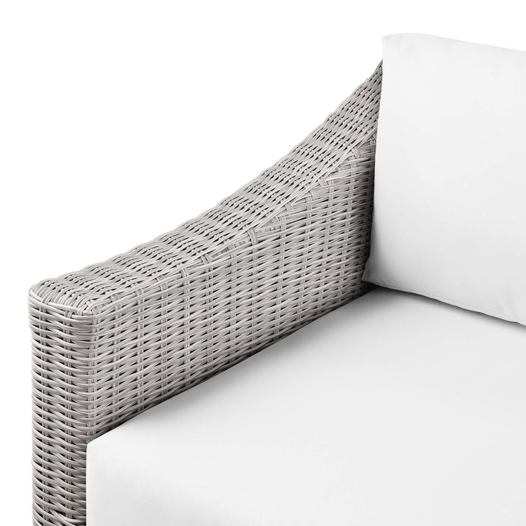 Conway Outdoor Patio Wicker Rattan Left-Arm Chair - Light Gray White