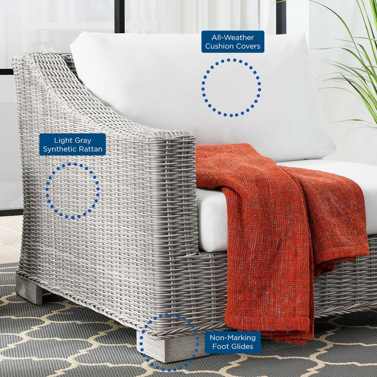 Conway Outdoor Patio Wicker Rattan Left-Arm Chair - Light Gray White