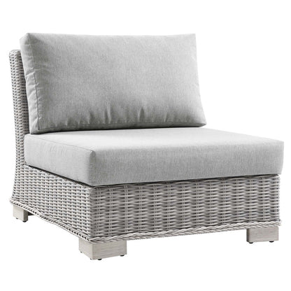 Conway Outdoor Patio Wicker Rattan Armless Chair - Light Gray Gray