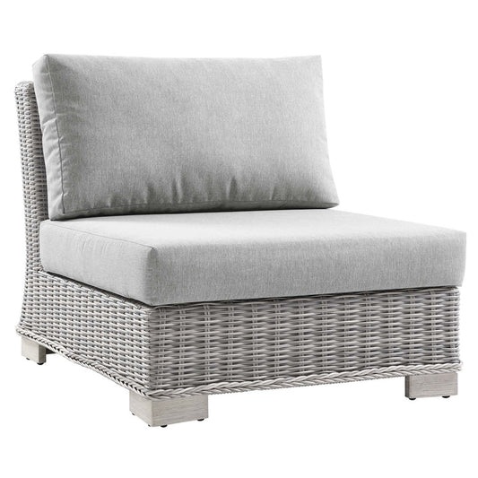 Conway Outdoor Patio Wicker Rattan Armless Chair - Light Gray Gray