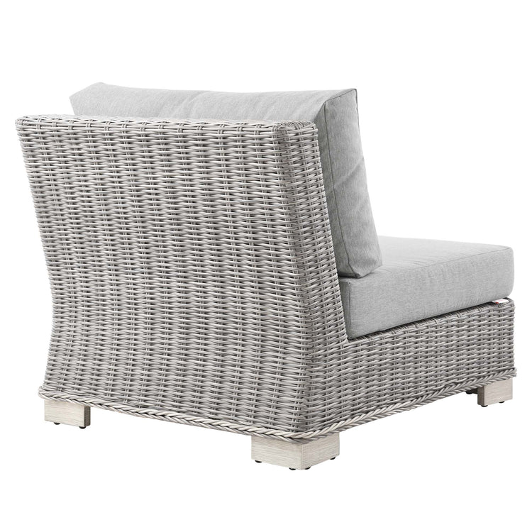 Conway Outdoor Patio Wicker Rattan Armless Chair - Light Gray Gray